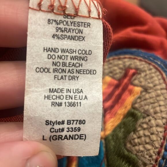 Twenty second 22nd tunic top with embroidered elbow size large new with tag - Picture 6 of 7